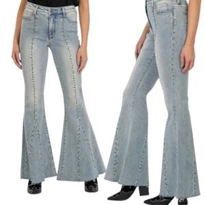 Kut From The Stitch Women's Flared Studded Jeans Size 6